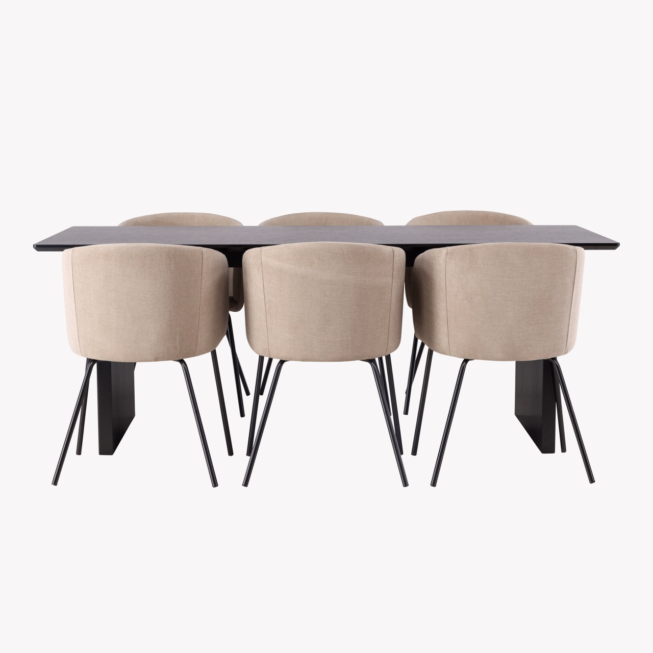 Söögitoakomplekt Vail must MDF laud ja beežid Berit toolid (6 tk) - GR22907