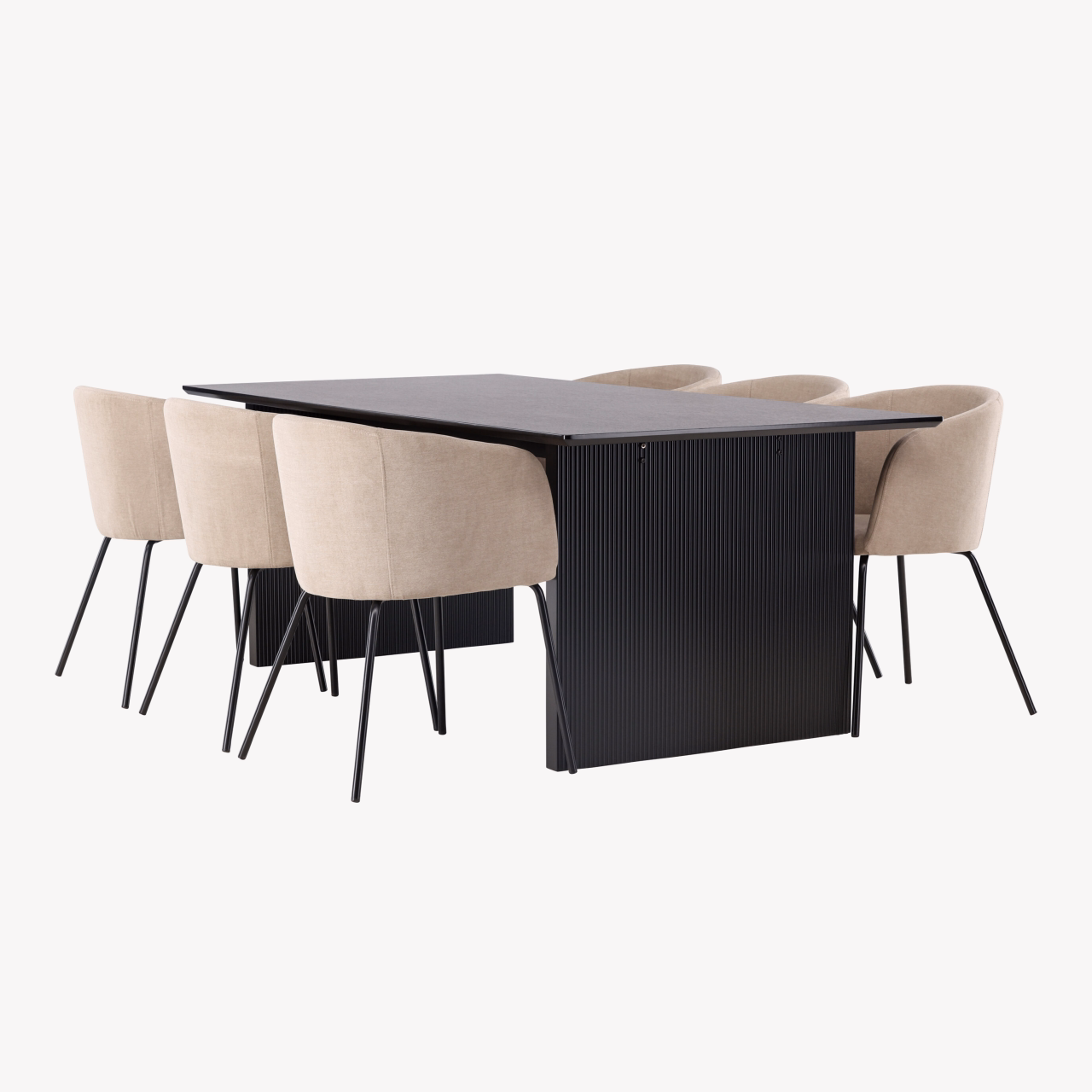 Söögitoakomplekt Vail must MDF laud ja beežid Berit toolid (6 tk) - GR22907