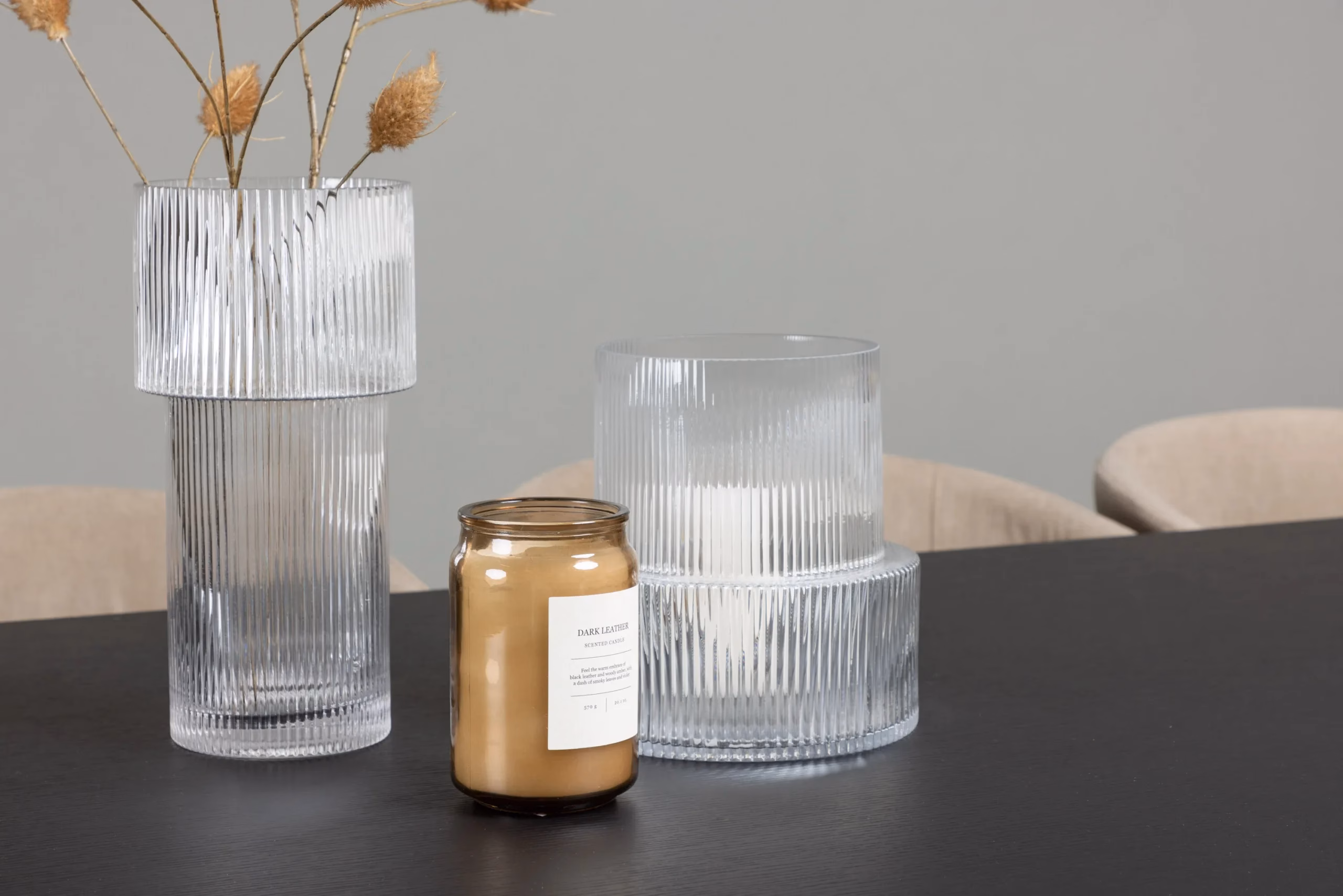 Söögitoakomplekt Vail must MDF laud ja beežid Berit toolid (6 tk) - GR22907