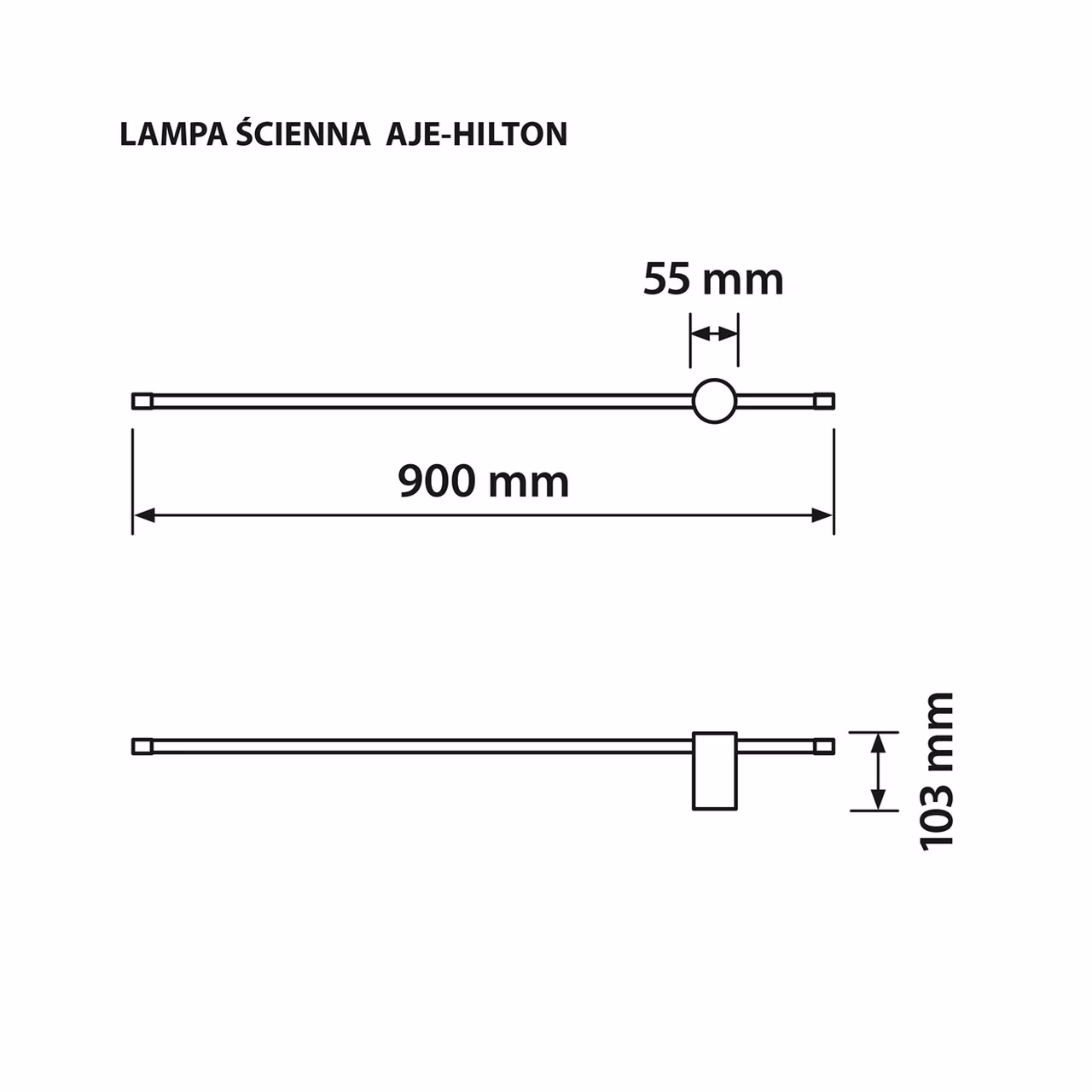 Activejet AJE-HILTON NW 900 mm must LED seinavalgusti siseruumidesse
