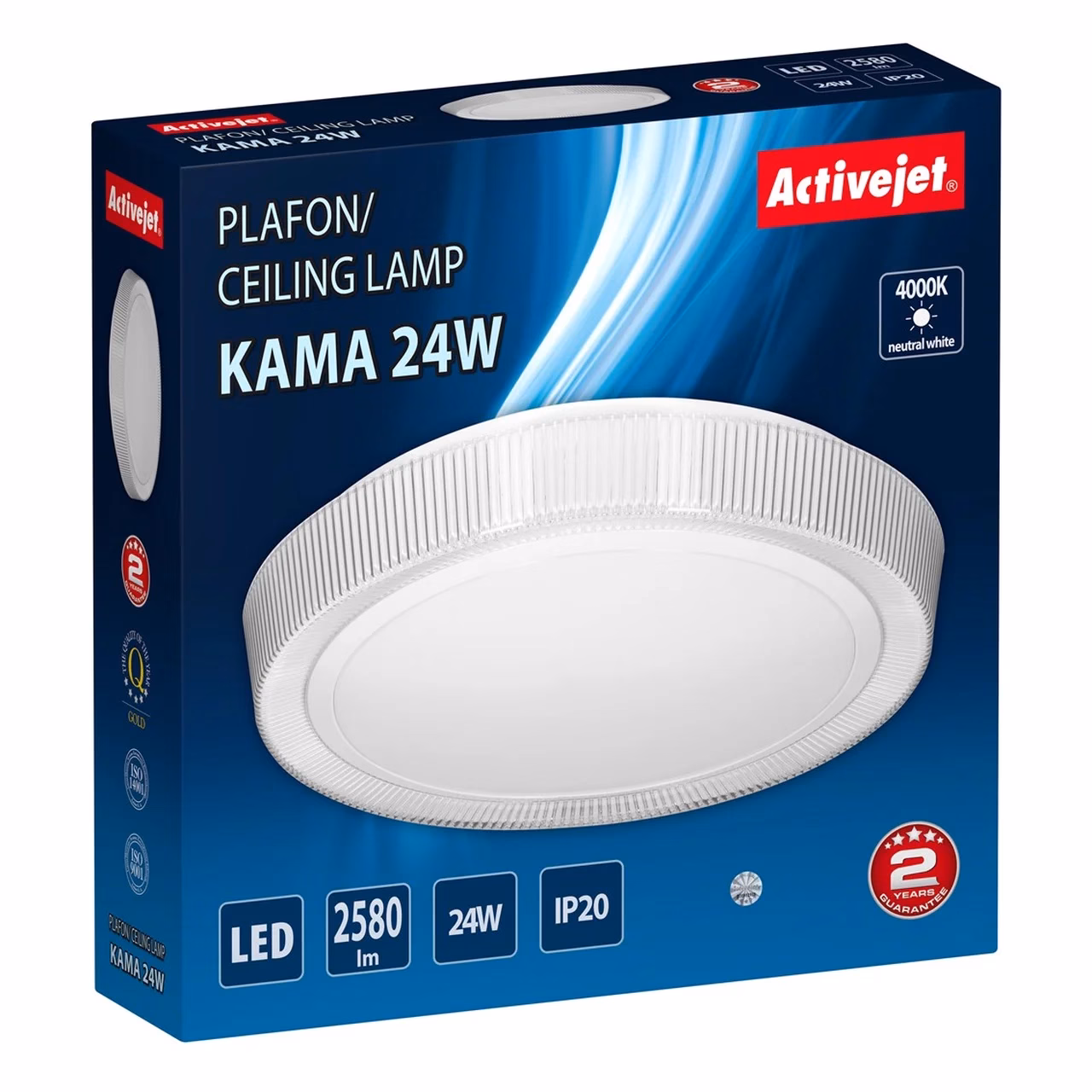 Activejet AJE-KAMA 24W 40 cm ümmargune valge LED laevalgusti, 4000K, IP20, siseruumidesse