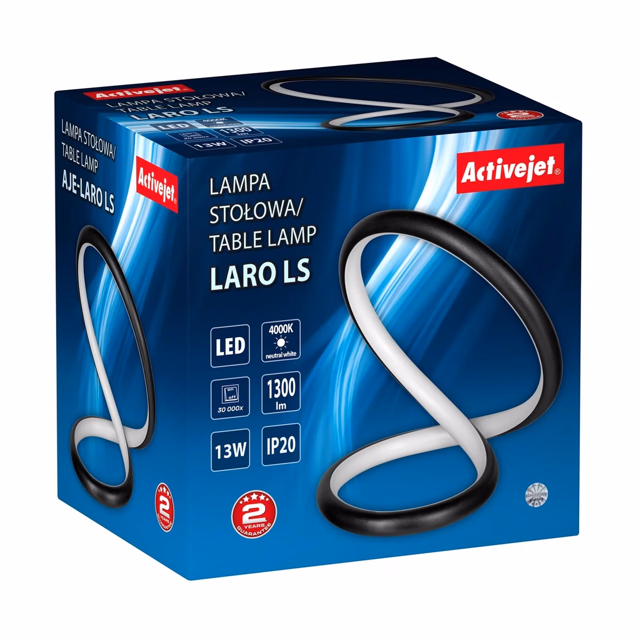 Activejet LARO AJE-LARO LS 23 cm must LED laualamp 13W, 1300 lm, 4000K, siseruumidesse
