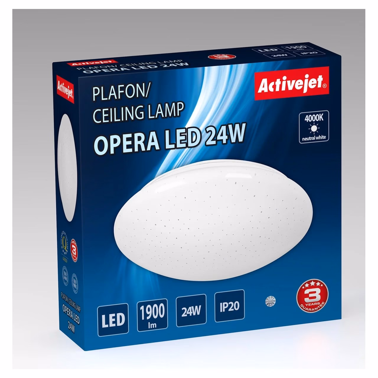 Activejet OPERA AJE-OPERA 24W 37 cm valge ümmargune LED lae- ja seinaplafon siseruumidesse