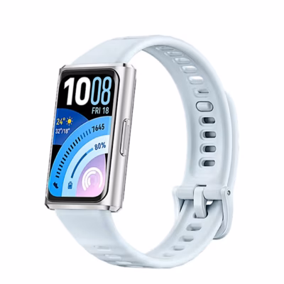 Helesinise rihmaga aktiivsusmonitor HUAWEI Band 11 Pro, ekraanil kellaaeg ja näidud