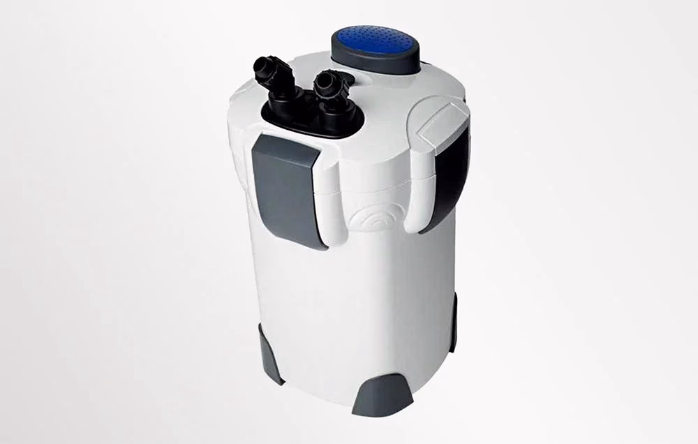 Välisfiltri SUNSUN HW-303A pea sinise täitmisnupu ning sisse- ja väljavoolukraaniga
