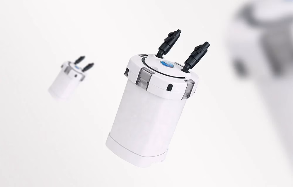 Välisfilter SUNSUN HW-502 kahe musta reguleerventiiliga, taamal teine filter