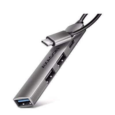 USB-jagaja AXAGON HUE-STC alumiiniumkorpuse, USB-A-portide ja USB-C-kaabliga