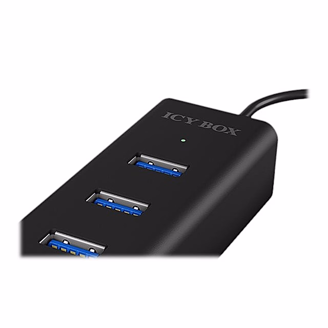 USB-jagaja ICY BOX IB-HUB1409-U3 kaabli USB 3.0 Type-A-pistik lähedalt