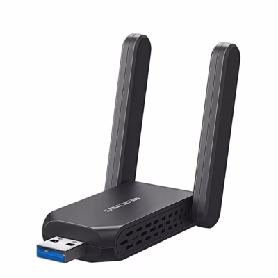 Must Mercusys MA72XH WiFi-adapter kahe püstise antenni ja USB-A pistikuga