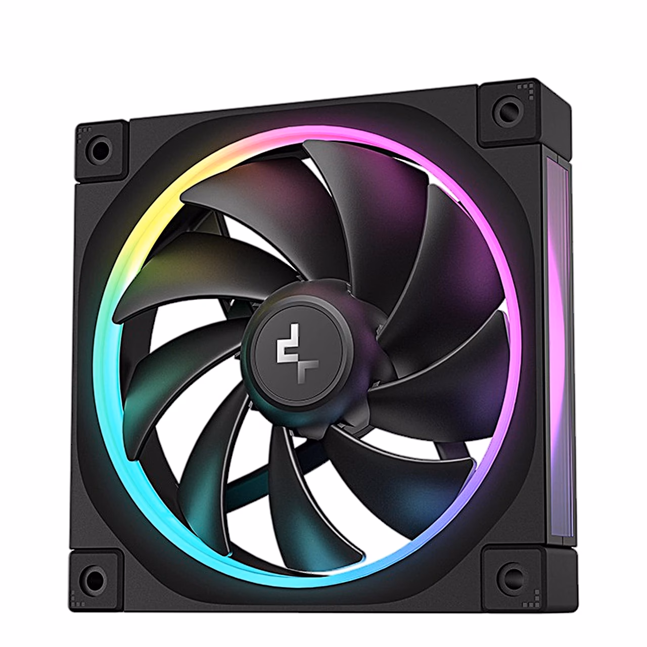 PC ventilaator DeepCool FL12 eest nurga alt, rõngas helendab mitmevärviliselt