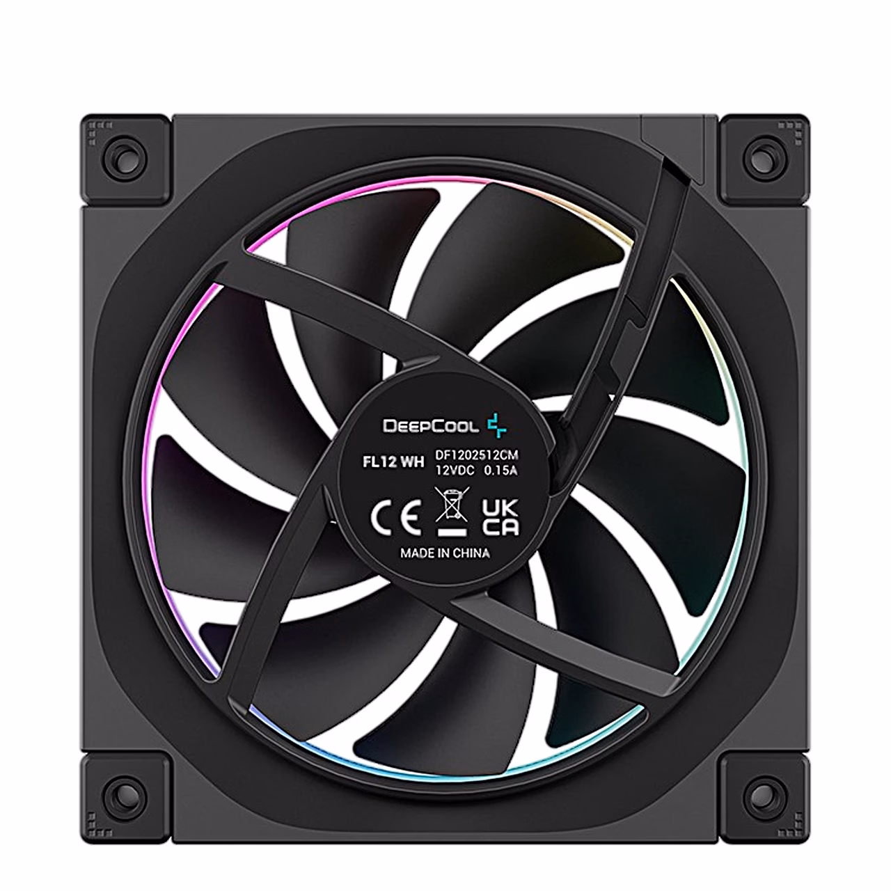 DeepCool FL12 tagakülg tootja kleebise ja tugivarrastega