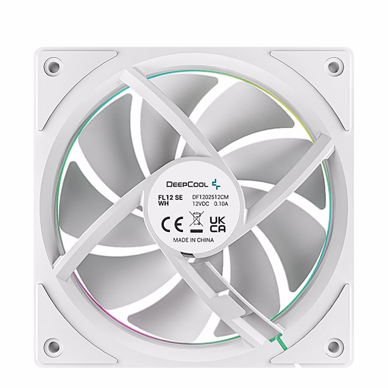 DeepCool FL12 SE WH tagakülg tootesildi ja mootorikinnitusega