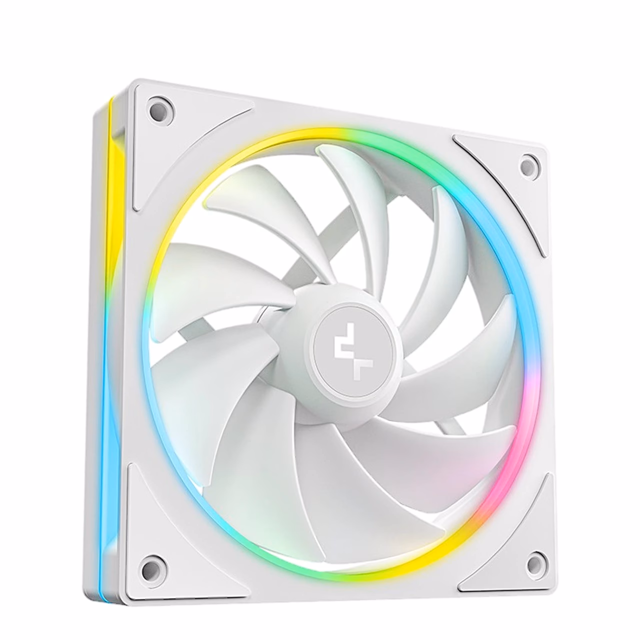 Valge korpuse ventilaator DeepCool FL12 SE WH küljelt vaadatuna