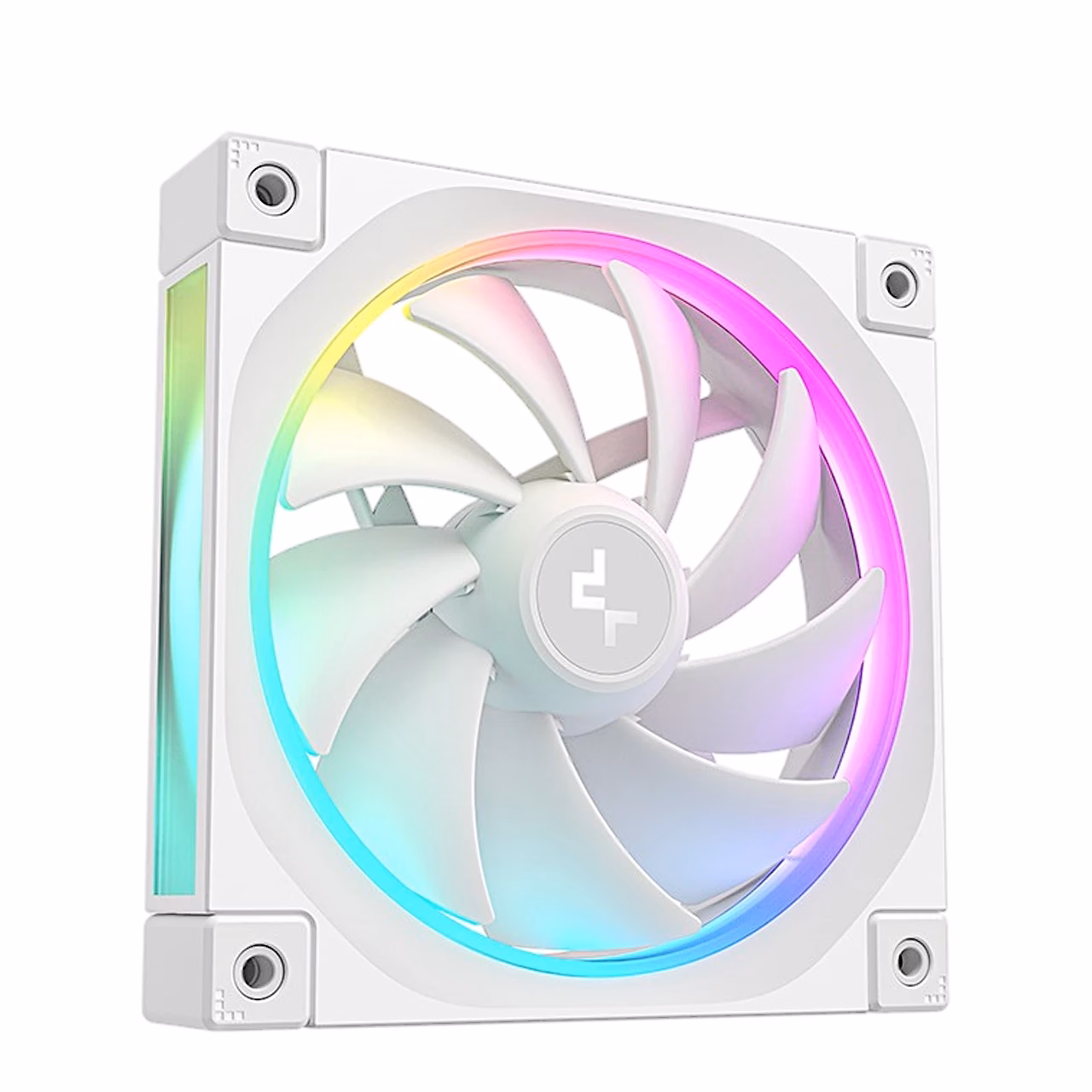 Valge korpuse ventilaator DeepCool FL12 WH küljelt vaadatuna