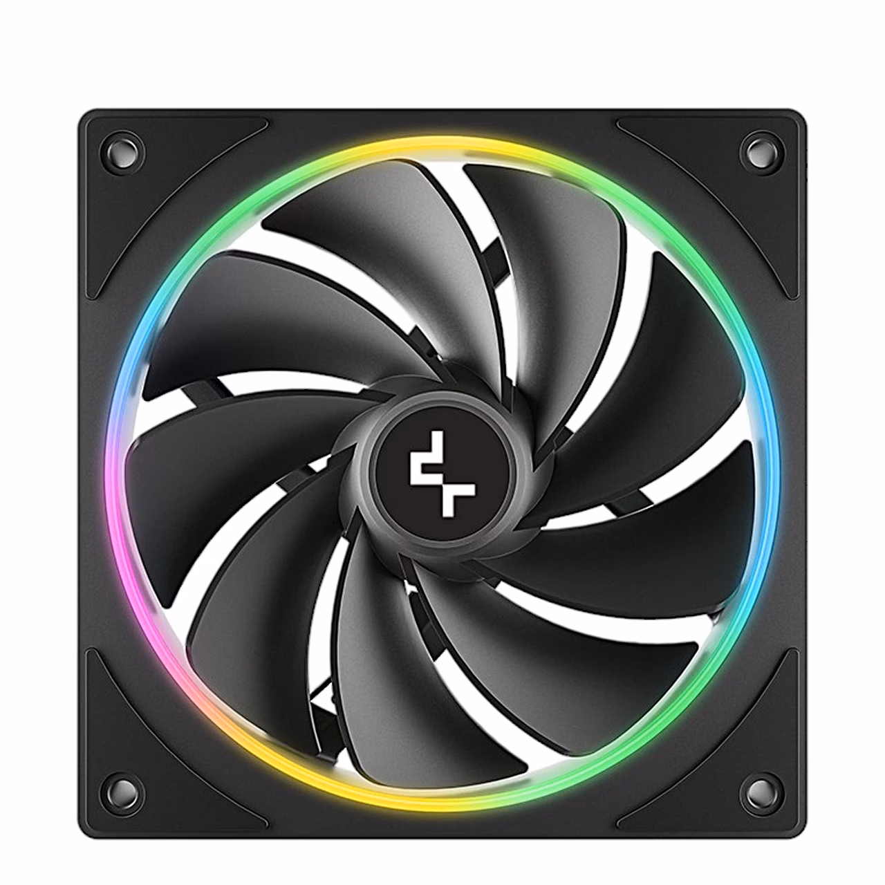 DeepCool FL12R SE ventilaator eestvaates, tumedad labad ja keskel logo