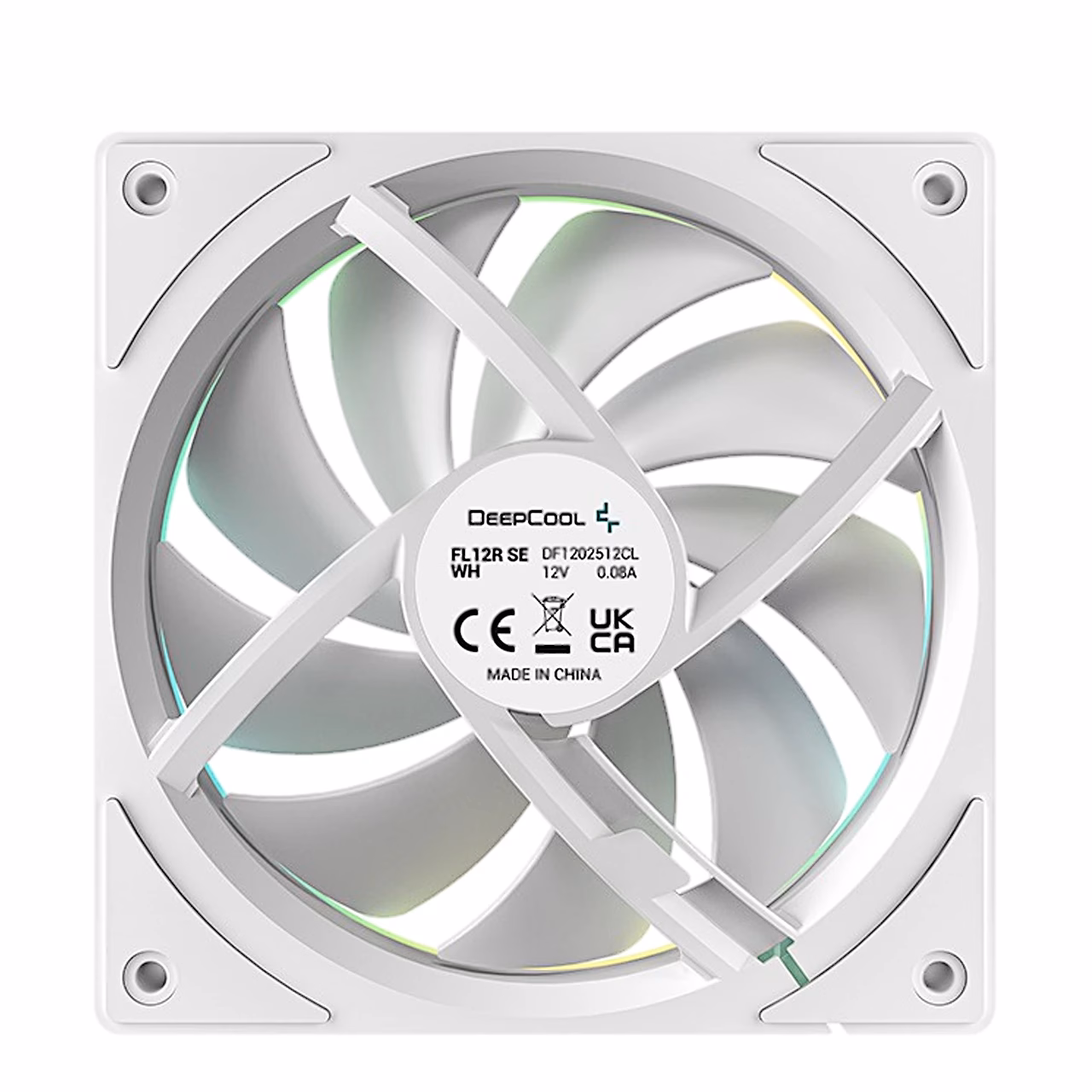 Valge PC ventilaator DeepCool FL12R SE WH tagantvaates tugiristi ja kleebisega