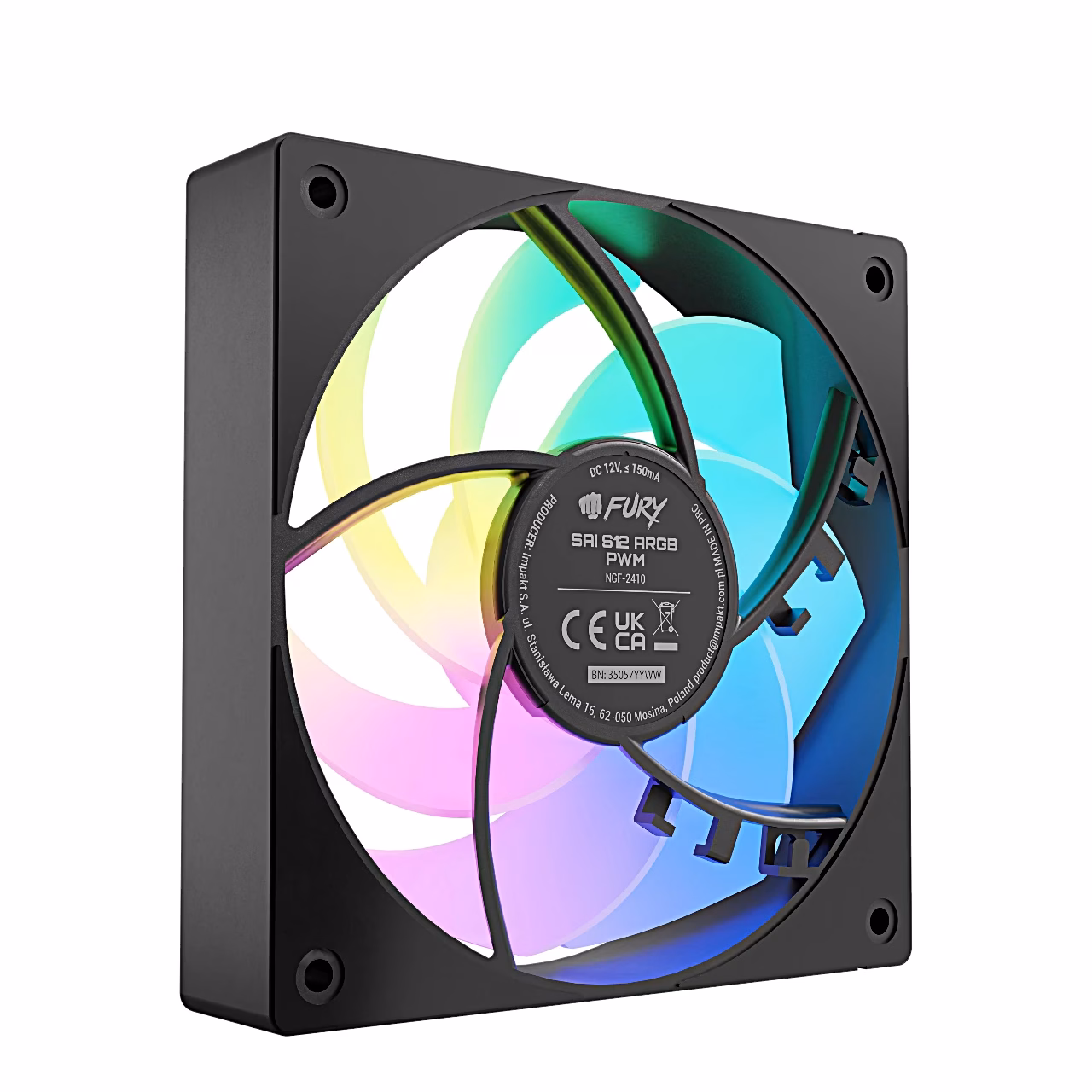 Must PC ventilaator Fury SAI S12 tagantvaates kleebise ja kaabliga