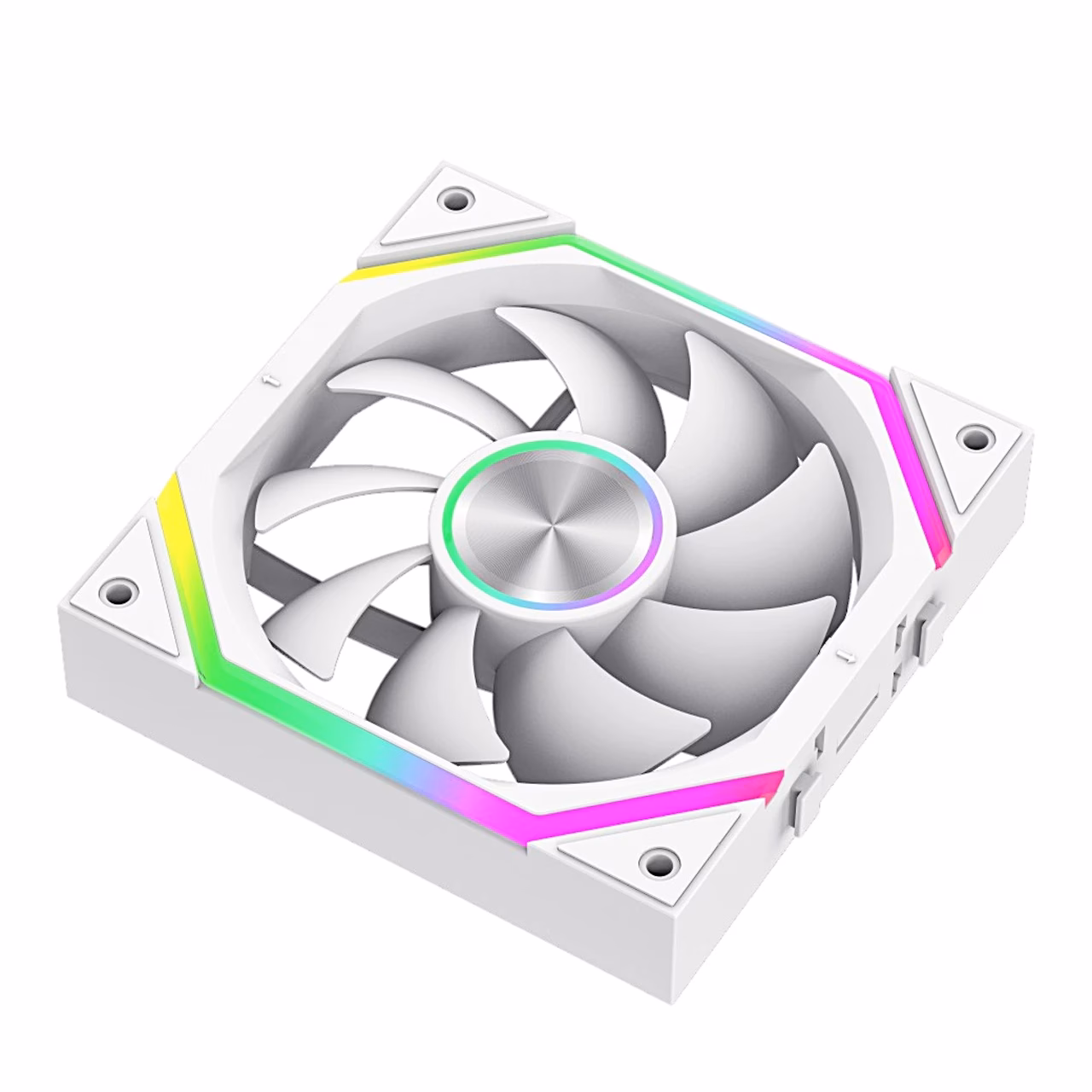 Gamemax FN12A-N2 WL-W ventilaator ülaltvaates, kaheksanurkne valgusriba ümber labade