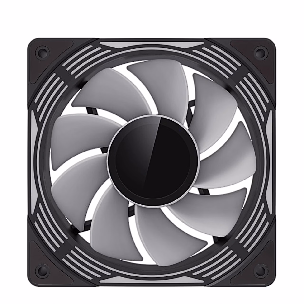 GameMax KF300R ventilaator kustunud valgusega, nähtavad pööratud valged labad