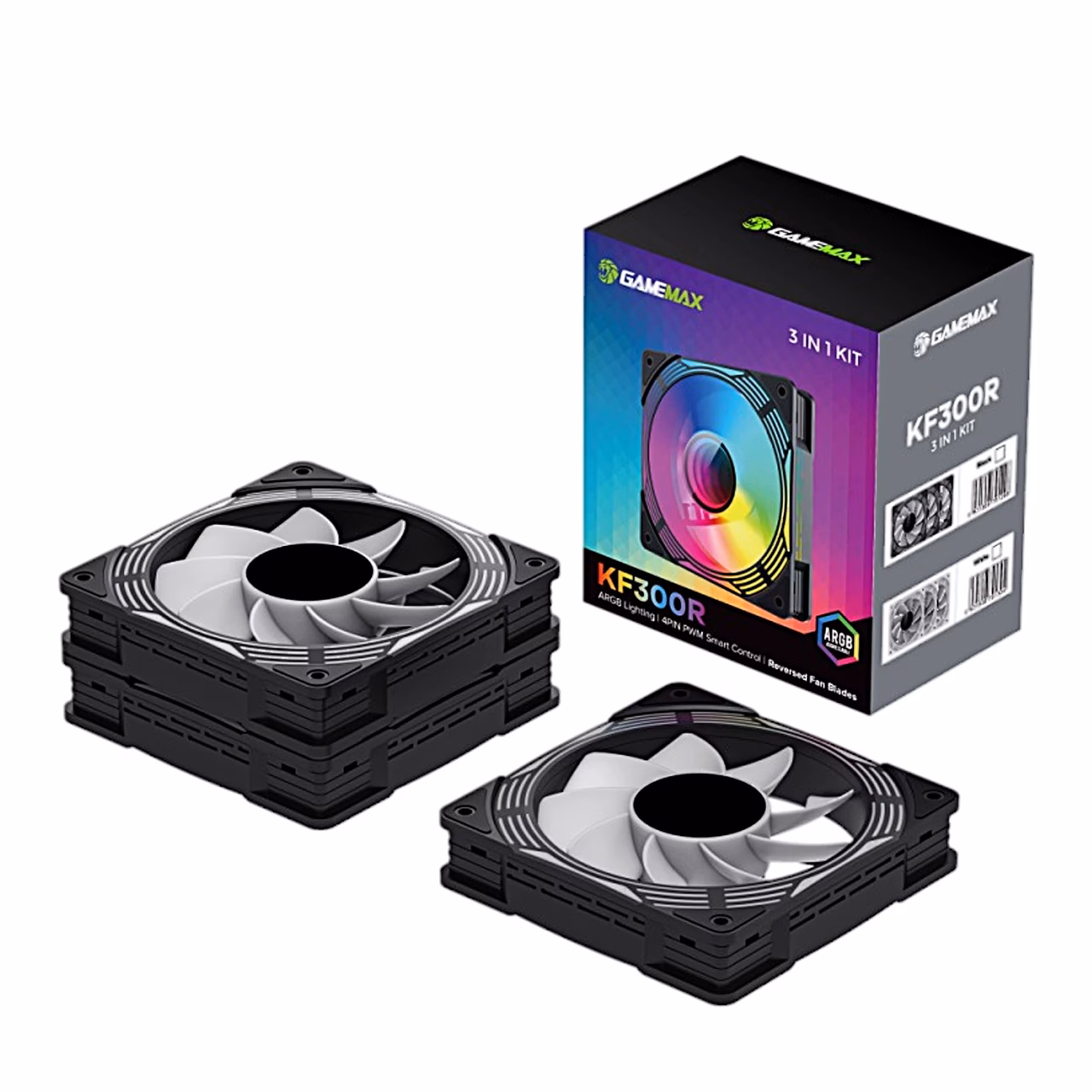 GameMax KF300R karp ja ventilaatorid valgustuseta tagantvaates