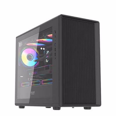 Must arvutikorpus darkFlash DB460M eest ja klaasist küljelt