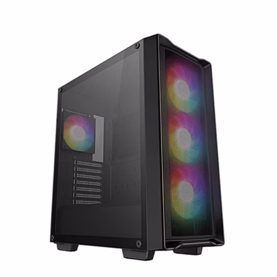Arvutikorpus DeepCool CC560 MESH V2 vasakult eest, neli valgustatud ARGB-ventilaatorit