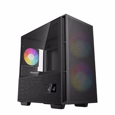 Arvutikorpus DeepCool CH360 DIGITAL, olekuekraaniga, micro-ATX, must