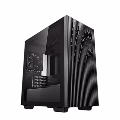 Arvutikorpus DeepCool MATREXX 40 3FS eest ja vasakult, klaasist külgpaneel
