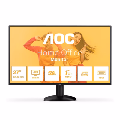Must arvutimonitor AOC Q27B35S3 eestvaates kollase taustapildiga