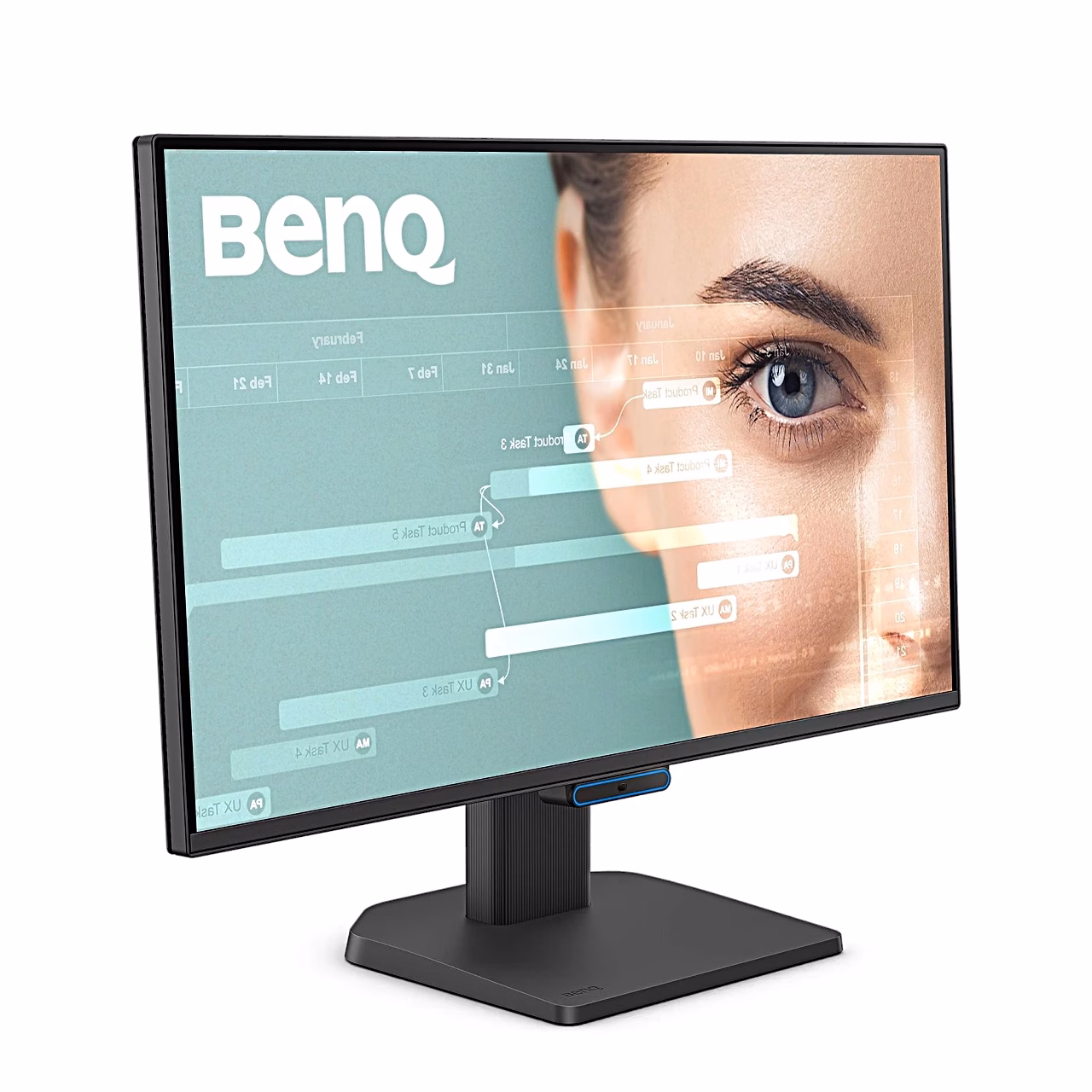 BenQ GW2490C arvutimonitor koos alusega vasakult küljelt nähtuna
