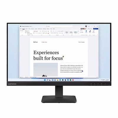 Lenovo L24-4e arvutimonitor alusel, otsevaade eestpoolt