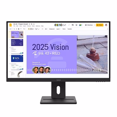 Arvutimonitor Lenovo ThinkVision E27Q-40 otse eestvaates esitlusega ekraanil