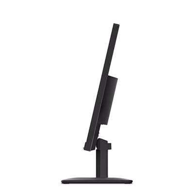 Lenovo ThinkVision S24-4e arvutimonitor vasakult küljelt, ekraan tahapoole kallutatud