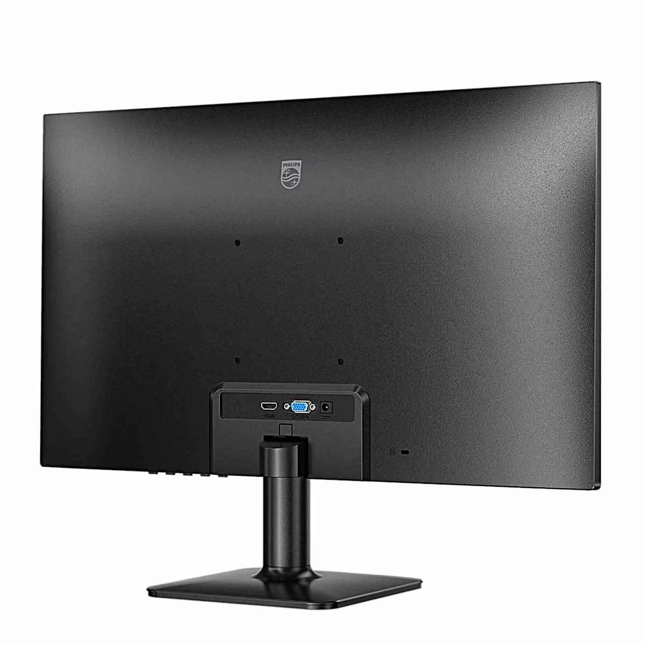 Monitori Philips 24E2N1100LB tagakülg paremalt nurga all koos alusega