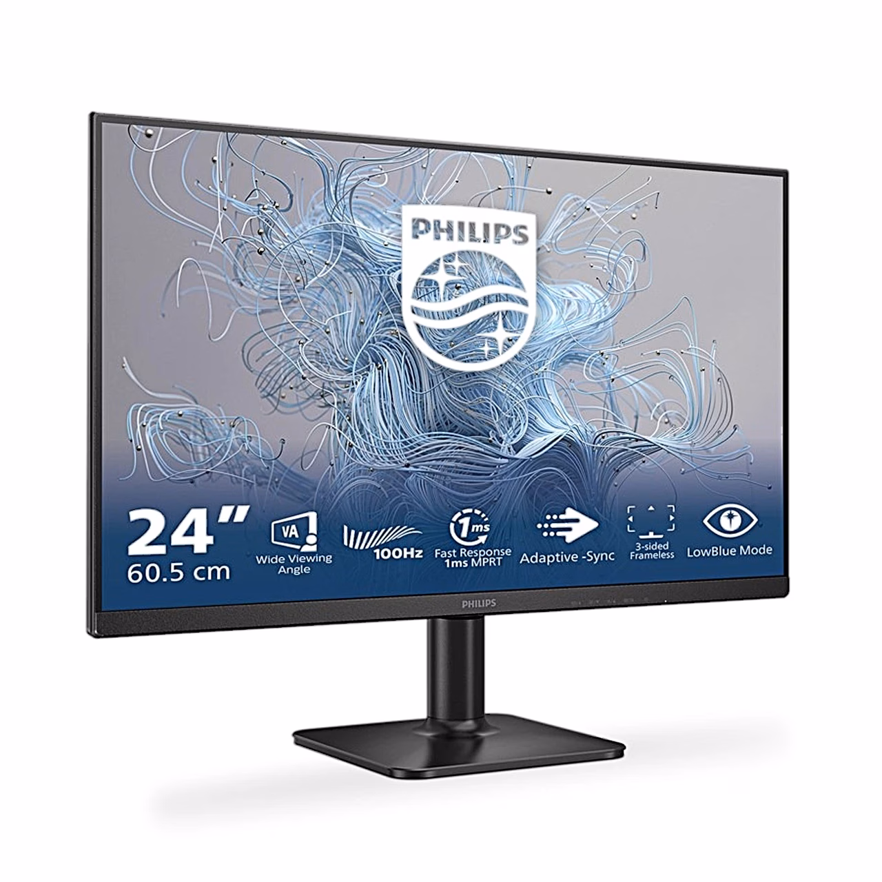 Monitor Philips 24E2N1100LB nurga all, ekraanil 24-tollise paneeli ikoonid