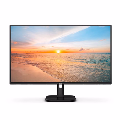 Philips 27E1N1100A monitor otse eest, ekraanil rannavaade