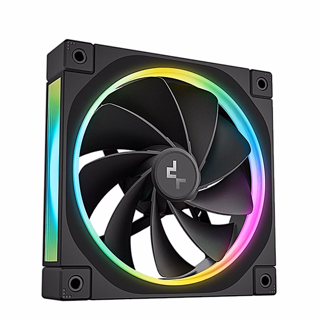 DeepCool FL12R 120 mm ventilaator teisest nurgast, valgustatud raami külg