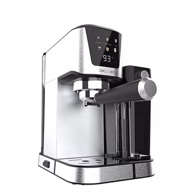 Cecotec Power Espresso 20 Cream viltu küljelt, nähtavad käpp ja temperatuurinäidik