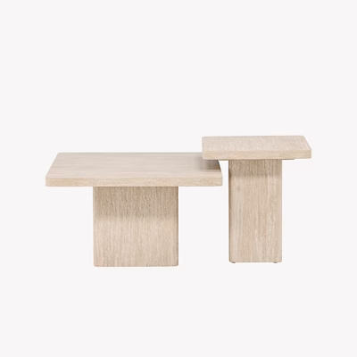 Beež ruudukujuline diivanilauakomplekt Qvart, travertiinimustriga MDF, GR24624