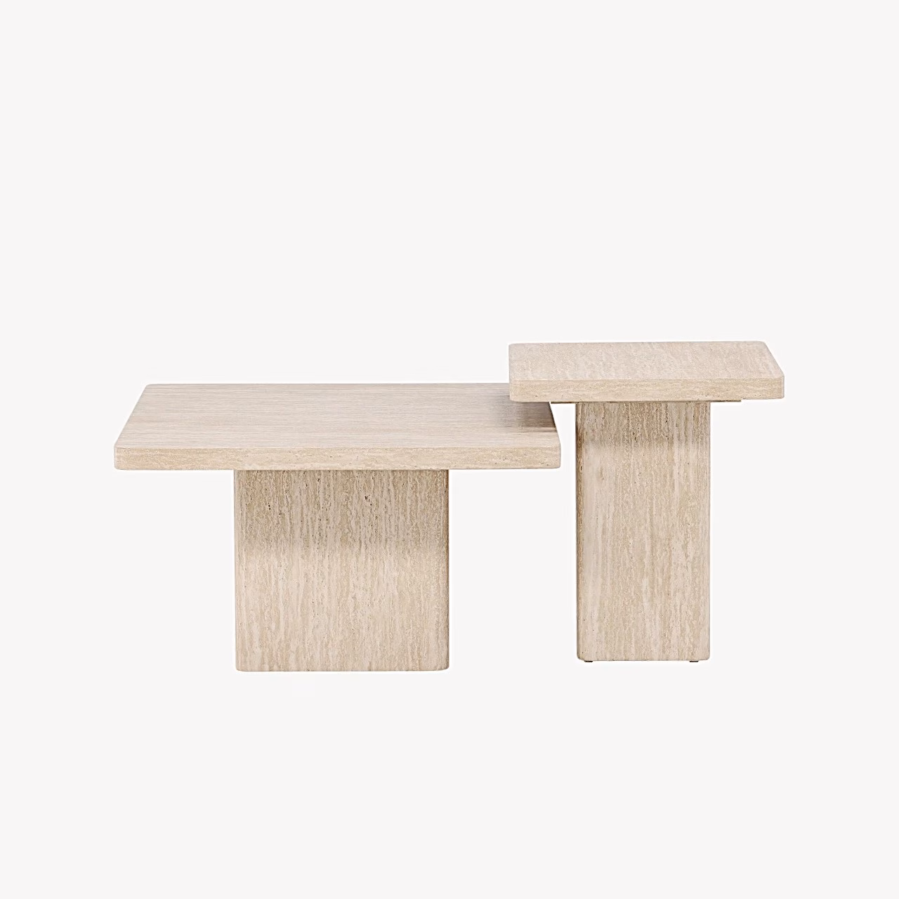 Beež ruudukujuline diivanilauakomplekt Qvart, travertiinimustriga MDF, GR24624