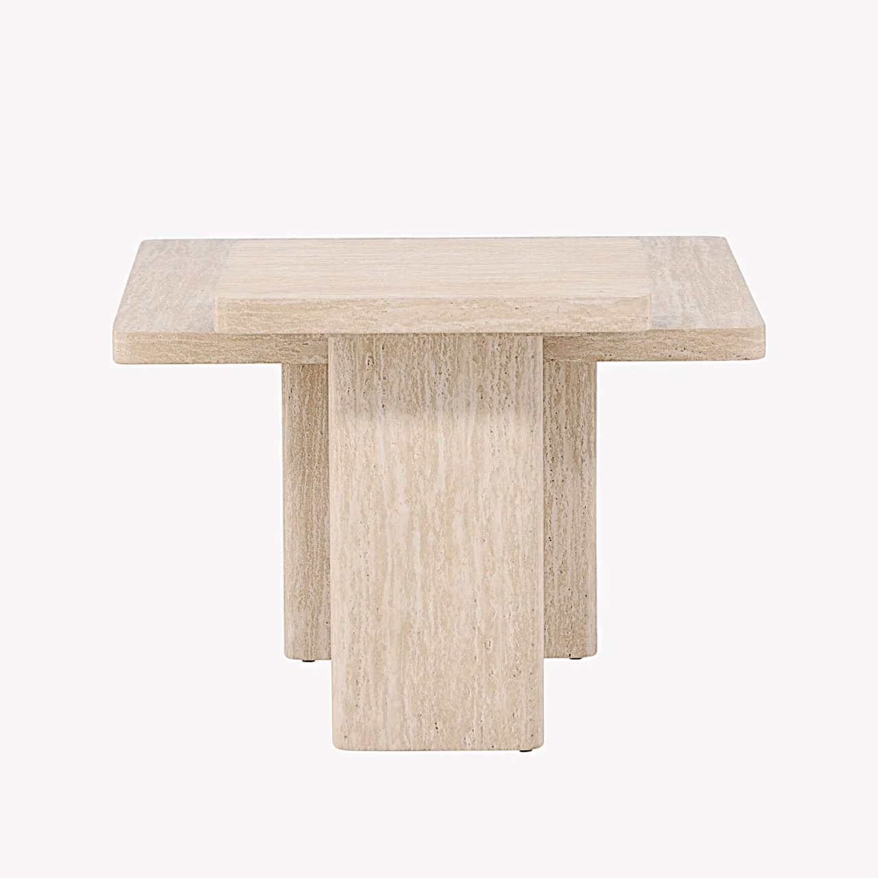 Beež ruudukujuline diivanilauakomplekt Qvart, travertiinimustriga MDF, GR24624