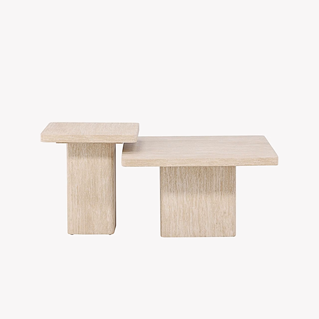 Beež ruudukujuline diivanilauakomplekt Qvart, travertiinimustriga MDF, GR24624