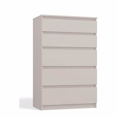 Beež viie sahtliga kummut Top E Shop Malwa M5 nurga alt valgel taustal