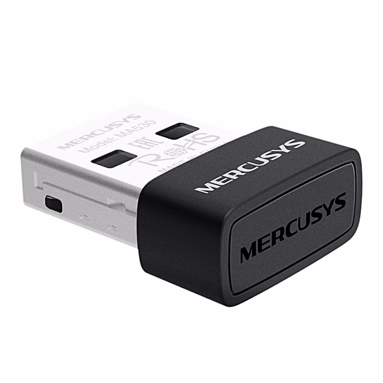 Must Mercusys MA530 nano Bluetooth-adapter küljelt vaadatuna