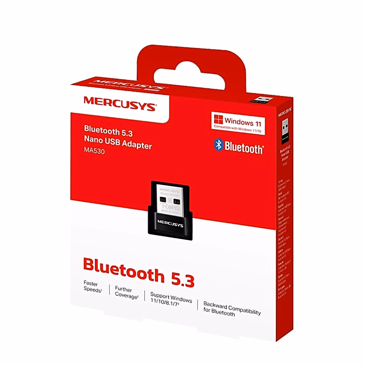 Mercusys MA530 Bluetooth 5.3 nano USB-adapter punases müügipakendis