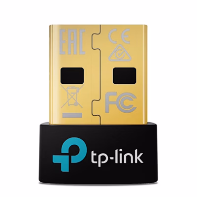 Bluetooth-adapter TP-Link UB600 USB-A pistiku ja musta korpusega eestvaates