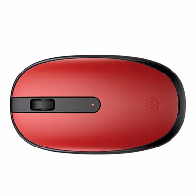 Punane Bluetooth-hiir HP 240 ülaltvaates, keskel must kerimisratas