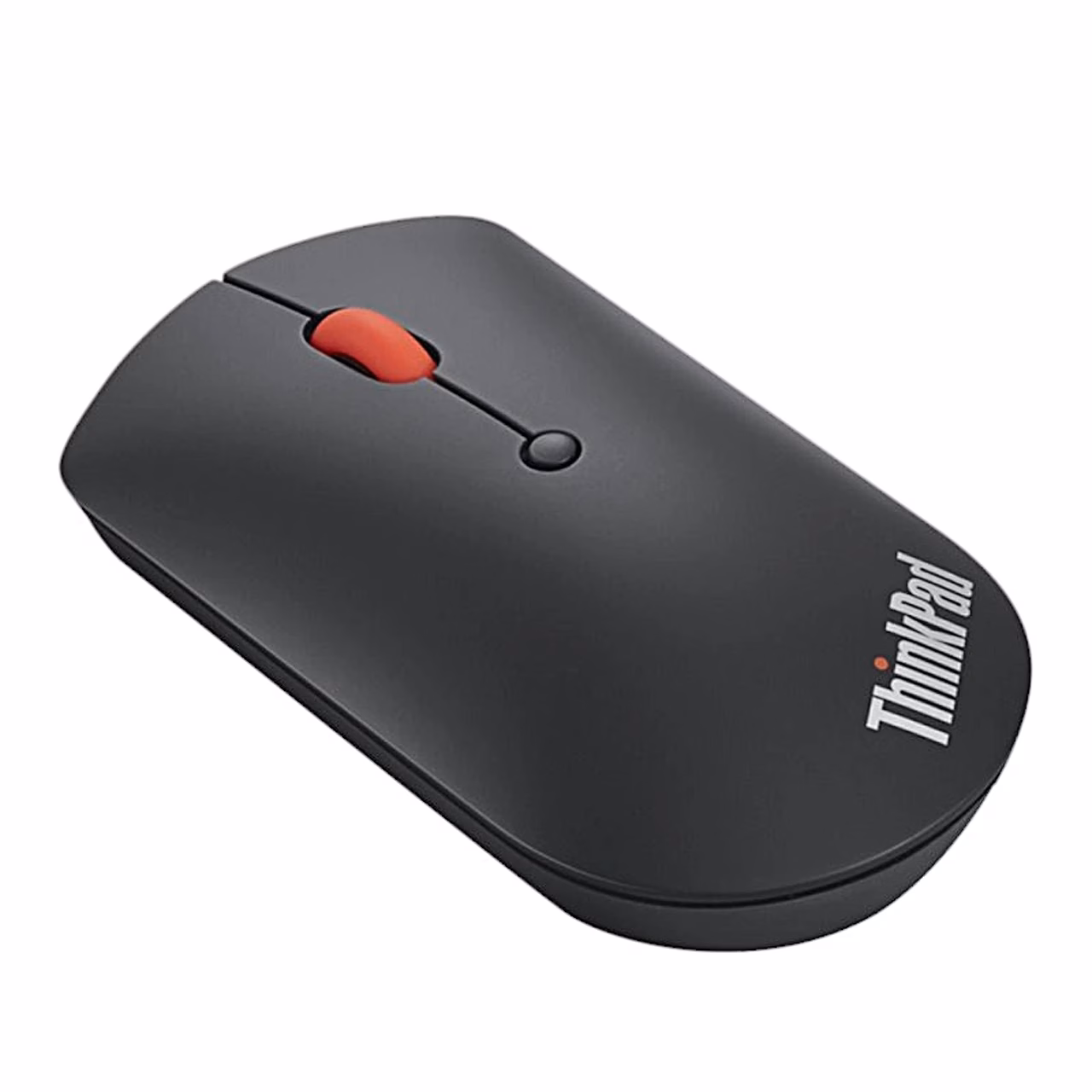 ThinkPad Bluetooth Silent Mouse viltu pealt, ThinkPadi logo ja punane ratas