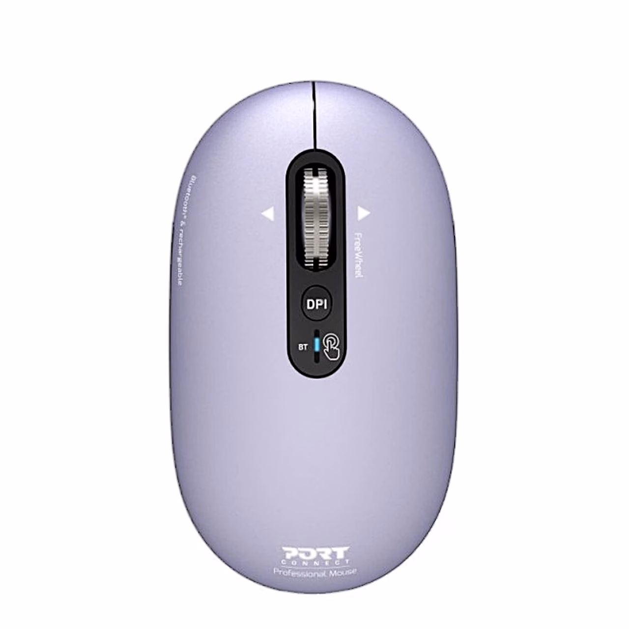 Lilla Bluetooth-hiir PORT Connect PURE MAC otse pealt, kerimisratas ja DPI-nupp