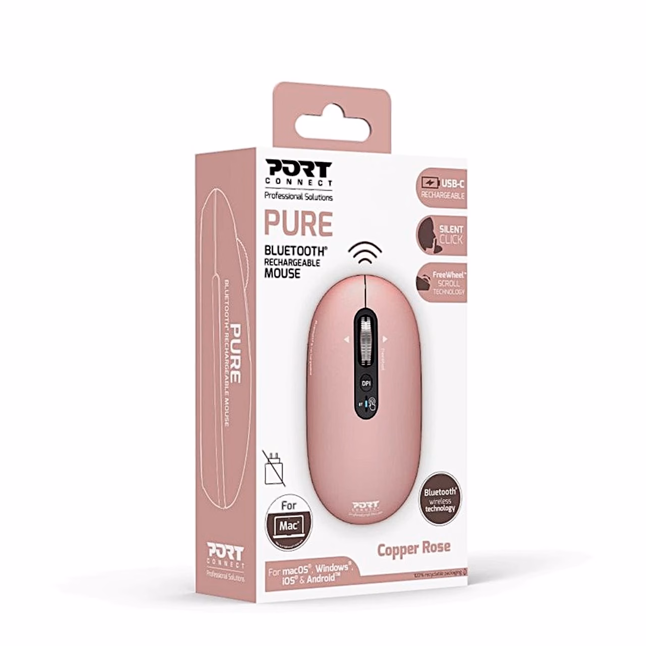 Bluetooth-hiire PORT Connect PURE MAC pakend, värvitoon Copper Rose